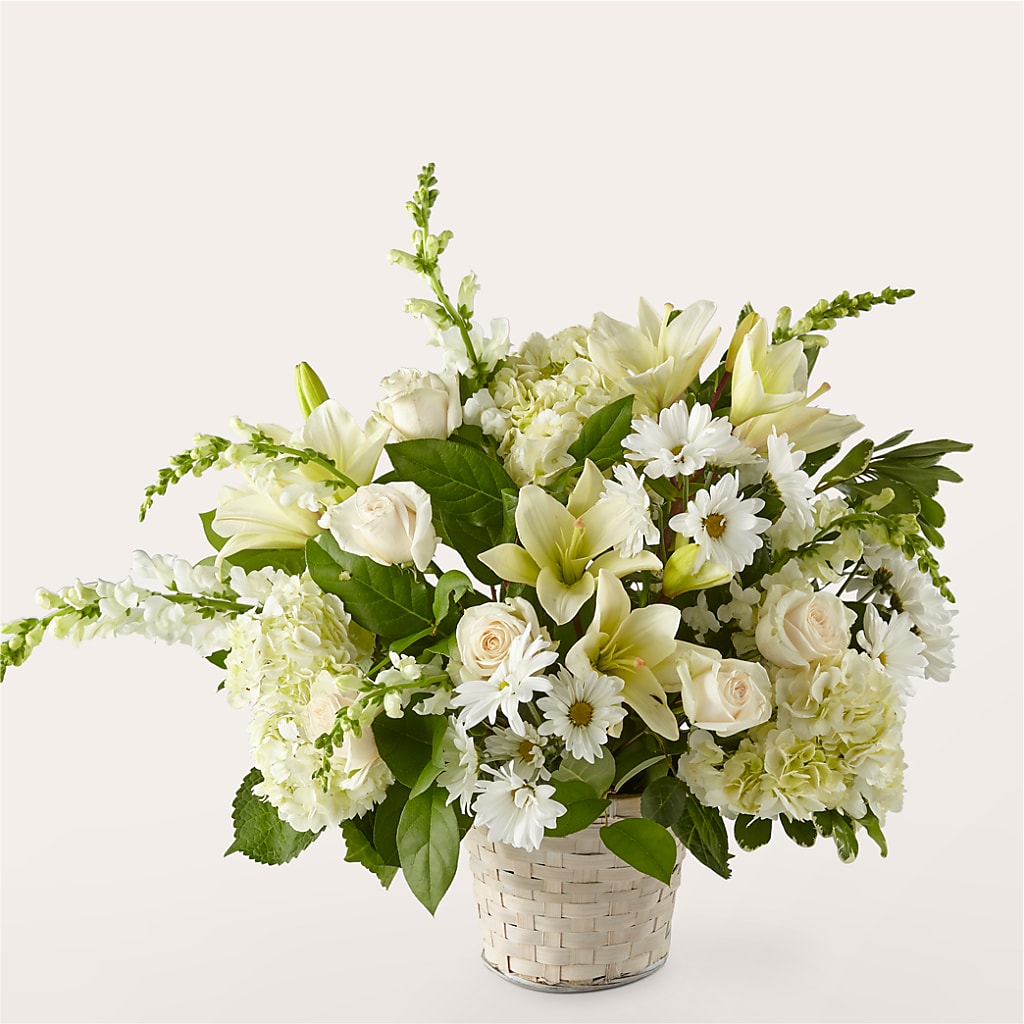 Ivory Elegance Floral Basket – Creative Designs, Wilmington NC