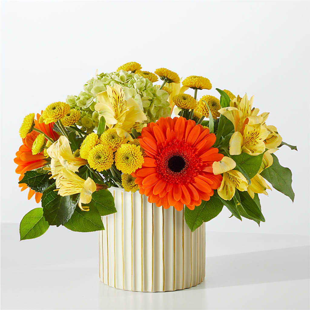 Autumn Sunshine Bouquet with Ivory Vase –  Creative Designs, Wilmington NC